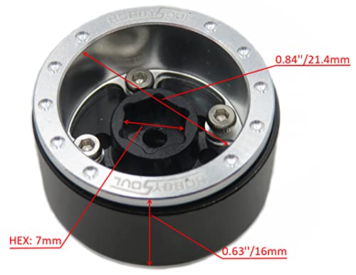 Adjustable Offset 1.0 Beadlock Wheels Silver Black, Heavy 1.0 rc Wheels 21g/Rim for 1/18 Traxxas TRX4M Axial SCX24 90081 & Other 1/24 1/18 RC Crawler Truck, (4-Pack) - color: Silver & Black