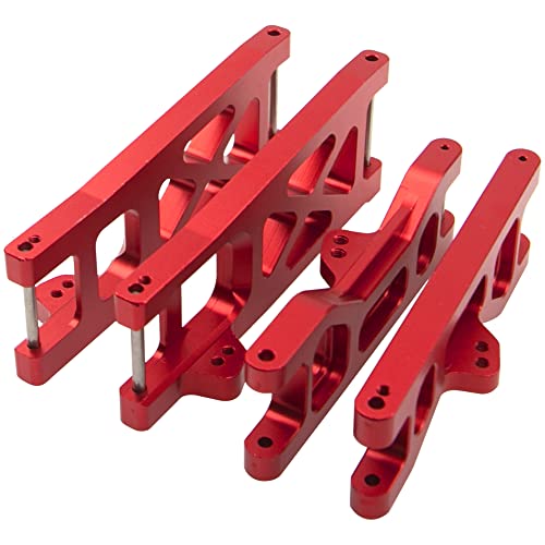 ShareGoo Aluminum Alloy Front & Rear Lower Suspension A-Arms Set Upgrades Part Compatible with Horizon ECX 1/10 2WD Ruckus Axe Brutus Circuit AMP MT/DB Crush RC Car Buggy Tuck (Red) - color: Red
