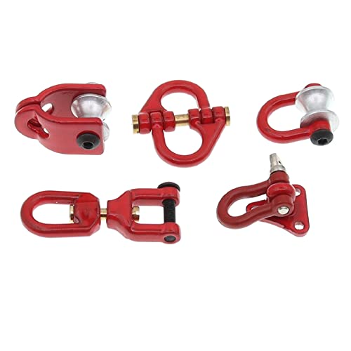 Metal Tow Hook Recovery Shackle Winch Pulley Ring Buckle Rescue Hook Horseshoe Buckle Compatible with 1/10 AXIAL SCX10 Wraith Capra TRX4 TRX6 D90 Redcat MST RC Car（Red） - color: Red