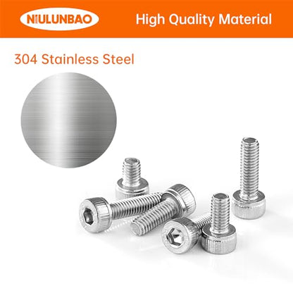 M3 x 4mm 6mm 8mm 10mm 12mm Hex Socket Head Cap Screws Bolts, 304 Stainless Steel, Metric Machine Fully Threaded, Bright Finish, Allen Hex Drive, Assortment Kit 250PCS - size: M3 x 4/6/8/10/12mm (250PCS)