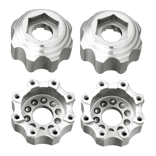 kingsea 4 Pcs RC 8X32 to 17MM Wheel Hex Adapters Aluminum Hex Adapters Compatible with Pro-Line RC Car Upgrades Parts #6353-00 6345-00, Silver - color: Silver