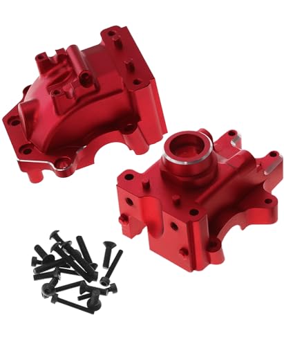 Gear Box Upgrades Part for 1/8 Sledge 4WD,Aluminum Front Rear Universal Gear Box Housing, RC Alloy Gearbox Hops up for Sledge Monster Truck RC Car #95076-4,Replace #9529, Red （1 Set - color: Red- Gear Box