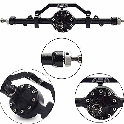 AMK CNC Aluminum Alloy Complete Rear Axle for 1/10 RC Crawler RC4WD Ge-Lande II TF2 D110 Yo-ta II Axles (Black) - color: Rear Axle