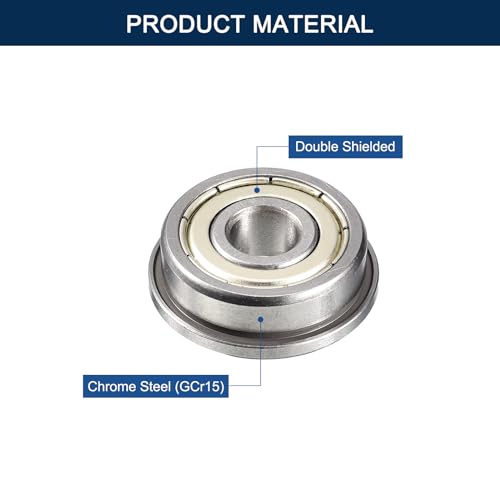 F689ZZ Flanged Ball Bearing, ID 9mm x OD 17mm x Width 5mm Miniature Bearings, Double Metal Shielded Deep Groove Bearings, Pre-Lubricated (GCr15) Chrome Steel 10pcs - size: F689ZZ 9mmx17mmx5mm