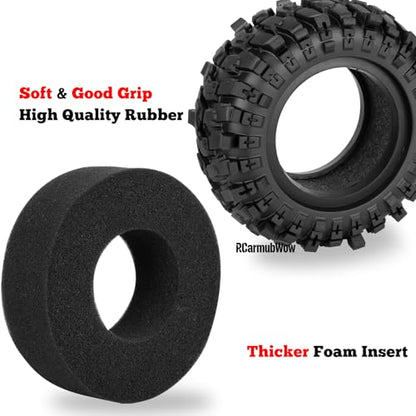 1.9 Beadlock Wheel & Tire Set, 88x36mm Rubber Crawler Tires Aluminum Alloy 1.9 Inch Beadlock Rims Compatible with 1/12 M-J-X H12Y H12Y+ H12P, MN-128 RC Climbing Car,Titanium w/Black - color: Titanium W/Black