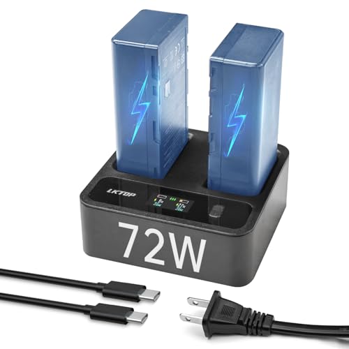 Replacement DJI WB37 Battery Charging Hub 72W USB-C Fast Charger Power Adapter for DJI WB37 Intelligent Battery, with Fast Charging/Discharging/Comfort Mode (Parallel Charge 2 Batteries: 80 min)