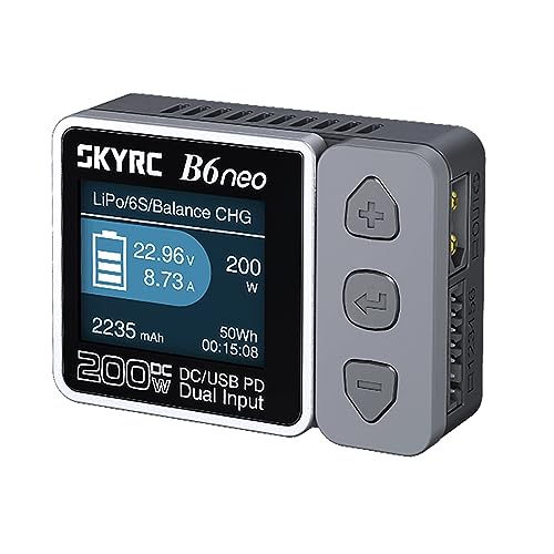 B6 neo B6neo 200W Smart Charger PD 80W for RC Helicopter, Aircraft Li-Polymer/Life/Li-Ion/NiMH/NiCd/Lead Batteries (Mysterious Black)