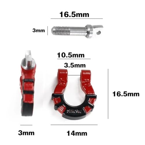4 Pcs Metal Tow Shackle RC Trailer Buckle, Compatible with Axial SCX10 Tamiya CC01 RC4WD D90 D110 TF2 TRX-4, 1/10 Scale Crawler Car Accessories with Screws (White) - color: White
