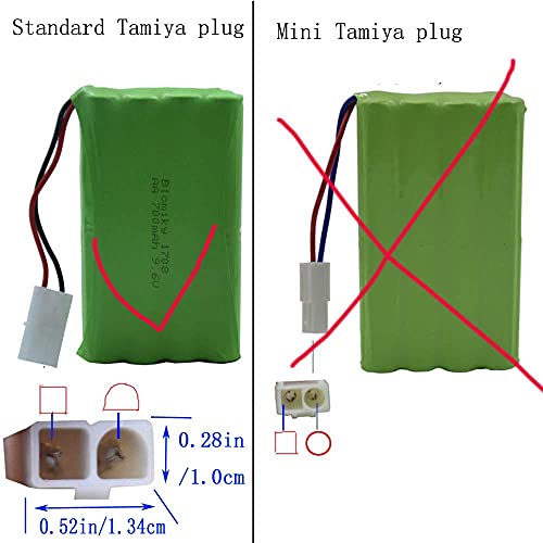 Blomiky 1 Pack 9.6V 2000mAH NiMH Rechargeable 8-Cell AA Battery Packs with Standard Tamiya Connector Plug for RC Car Truck Tank and Vehicles 9.6V Tamiya 1