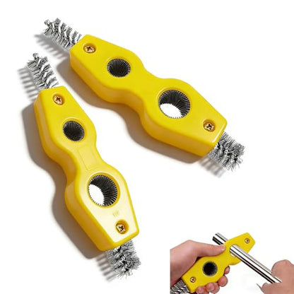 2 PCS Car Battery Terminal Cleaner Spray, 4-in-1 Battery Post Cleaner Brush with Steel Wire, Cleaning Tool for Terminals and Pipes, Universal for Most Cars, Trucks, SUVs (Yellow) - color: Yellow