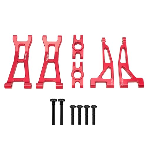 8pcs Aluminum Spare Part Set Front/Rear Suspension Arms, Steering Knuckles, Rear Hubs, Steering Linkage Metal Upgrade Kit for MJX Hyper GO RC Car 16207 M162 M163 H16P (Red) - color: Red