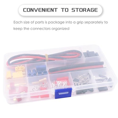 T-Plug EC3 XT60 Connector & Servo Plug Crimp Pin Cable for RC Models DIY | Male Female Connector Adapters,Male Female Connector Crimp Pin,14AWG Silicone Wire,Servo Connector Repair,High Conductivity