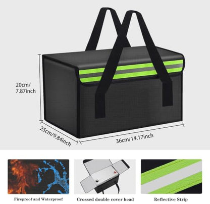 14.18"x9.85"x7.88" Ebike Lipo Battery Safe Bag Large Capatity Bag for Lipo Battery Pack Storage Charging Transport,Home Office Travel Lipo Safe Storage Pouch - size: 360*250*200mm