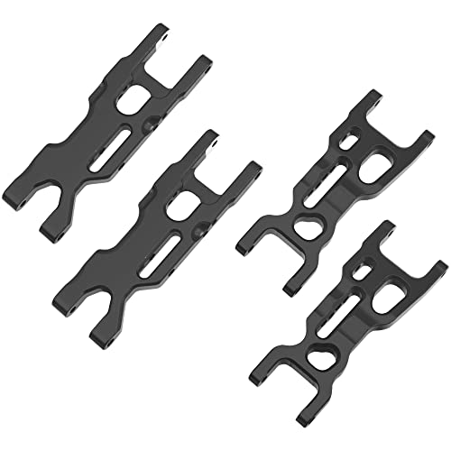 Metal Front & Rear Suspension Arms A-Arms Set Compatible with Losi 1/18 Mini-T 2.0 2WD Stadium RC Truck Hop-Up Parts (Black) - color: Black