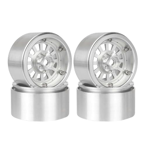 Aluminum 2.2" Beadlock Wheel Offset -10mm Metal Rims for SCX10 RR10 TRX4 VS4-10 Gen8 1/10 RC Crawler Car Upgrade Parts (12-Spoke, Silver) - color: 12-spoke, Silver