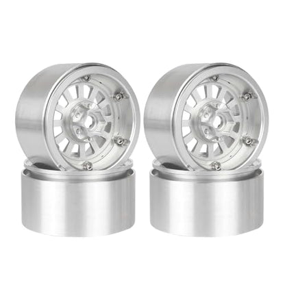 Aluminum 2.2" Beadlock Wheel Offset -10mm Metal Rims for SCX10 RR10 TRX4 VS4-10 Gen8 1/10 RC Crawler Car Upgrade Parts (12-Spoke, Silver) - color: 12-spoke, Silver