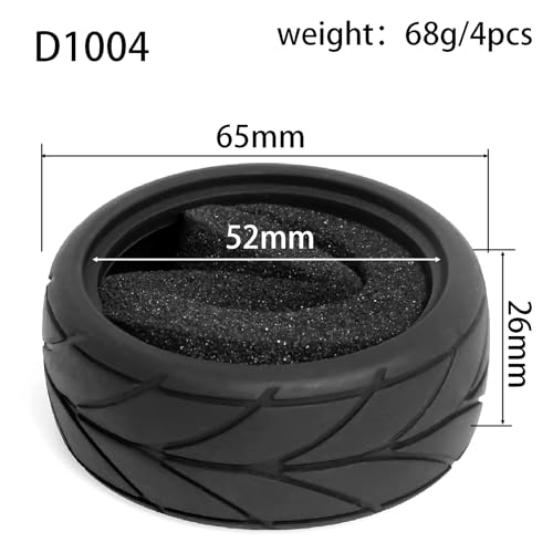 8pcs 1/10 RC Drift Tires 65 * 26mm for On Road Racing Car Drift RC Touring Car (Style A) - style: style A