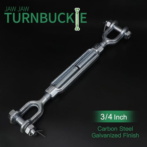3/4" Jaw Jaw Turnbuckle Galvanized Jaw and Jaw Turnbuckle, Jaw Jaw Closed Body Marine Turnbuckle Jaw, 8000lbs Working Load Limit, Durable for Wire Rope Cable (3/4" x 6") - style: Jaw & Jaw-3/4 x 6