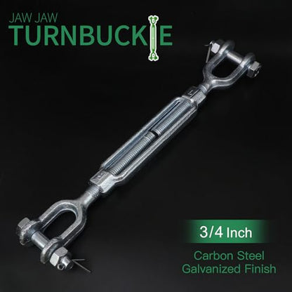 3/4" Jaw Jaw Turnbuckle Galvanized Jaw and Jaw Turnbuckle, Jaw Jaw Closed Body Marine Turnbuckle Jaw, 8000lbs Working Load Limit, Durable for Wire Rope Cable (3/4" x 6") - style: Jaw & Jaw-3/4 x 6