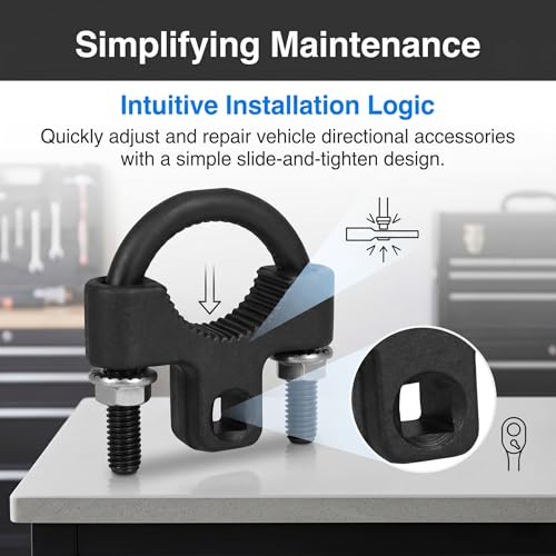 Car Inner Tie Rod Installation Wrench, Alloy Steel Steering Linkage Removal Tool, U-shaped Serrated Anti-slip Tie Rod Wrench, Universal Repair Tool for Cars Trucks SUVs (Black)