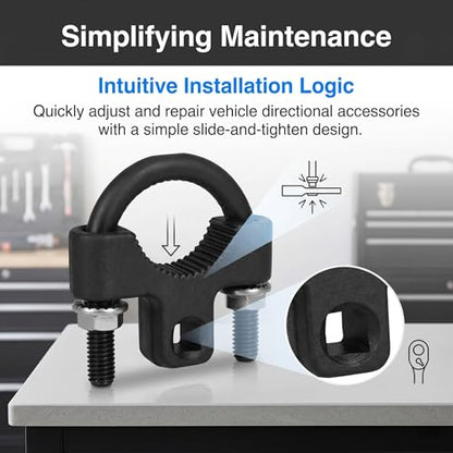 Car Inner Tie Rod Installation Wrench, Alloy Steel Steering Linkage Removal Tool, U-shaped Serrated Anti-slip Tie Rod Wrench, Universal Repair Tool for Cars Trucks SUVs (Black)