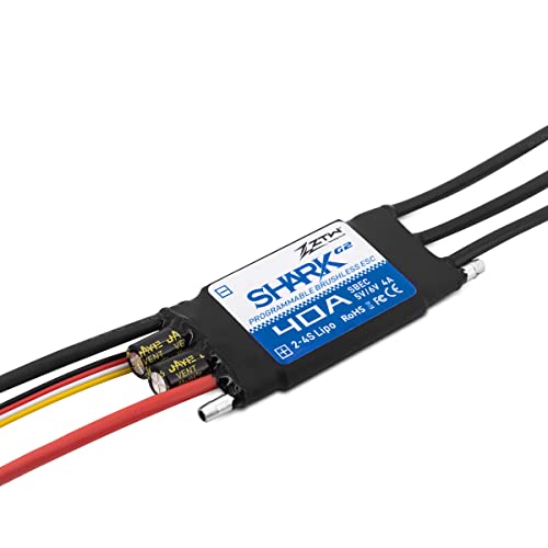 ZTW Shark G2 40A ESC 2-4S Built-in Swithcing BEC 5V/6V 4A Water-Cooling Bidirectional Waterproof Brushless Speed Controller for RC Boat Marine - size: 40A