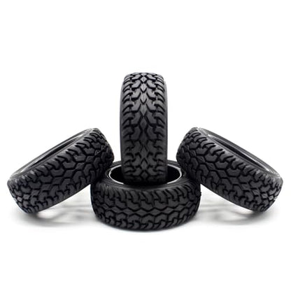 Hosim 1:10 Scale RC On Road Terrain Buggy Car Drift Replacement Tyres Pack of 4pcs High Performance Racing Car Rally Car Accessory Parts Grain Rubber Split Spoke Satin Tires and Wheels Black Color