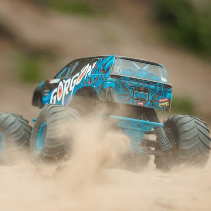 ARRMA RC Truck 1/10 Gorgon 2 Wheel Drive RTR Brushed Monster Truck Battery & Charger Included Blue ARA3230ST5 - color: Blue