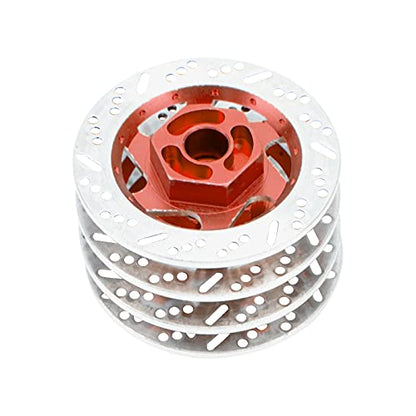 4Pack ShareGoo Metal 12mm Hex Hub Wheel Rim Tires Brake Disc Compatible with Traxxas Tamiya HSP HPI Redcat Racing 1/10 RC On-Road Car (Red) - color: Red