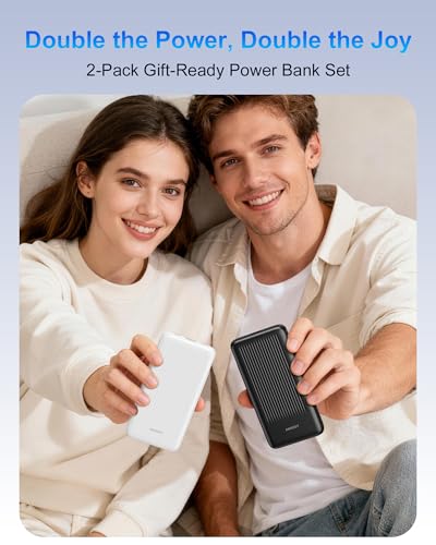 2-Pack Power Bank, 10000mAh 22.5W Fast Charging Portable Charger | Travel Essential, 2 Outputs & 2 Inputs, Slim USB C Digital Display Battery Pack for iPhone Galaxy iPad Tablets, Black & Black - color: Black & Black