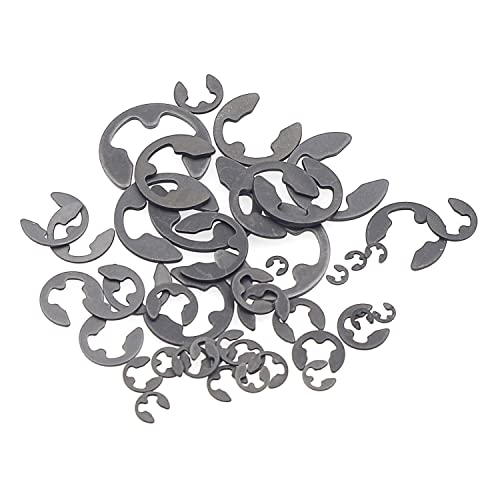 525PCS 14 Kinds Metric E-Clips Side-Mount External Retaining Rings Assortment Kit,1.2mm to 15mm Nominal Diameter,Black Phosphate Finish