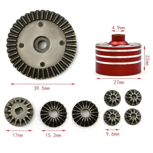 Metal Differential Case & Bevel Gear Set (39T), CNC Aluminum Housing, Steel Gears, 1/10 RC Upgrade Part