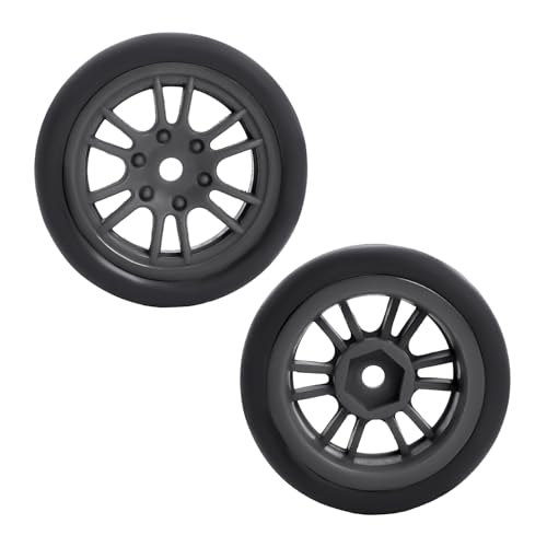 Pre-Mounted On-Road Drift Racing Wheel Tire Set Direct Pin Mount for 1/24 LOSI Micro-B WLtoys 244016-4PCS Rims Hub with Tires (Black) - color: Black