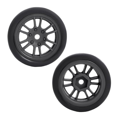 Pre-Mounted On-Road Drift Racing Wheel Tire Set Direct Pin Mount for 1/24 LOSI Micro-B WLtoys 244016-4PCS Rims Hub with Tires (Black) - color: Black