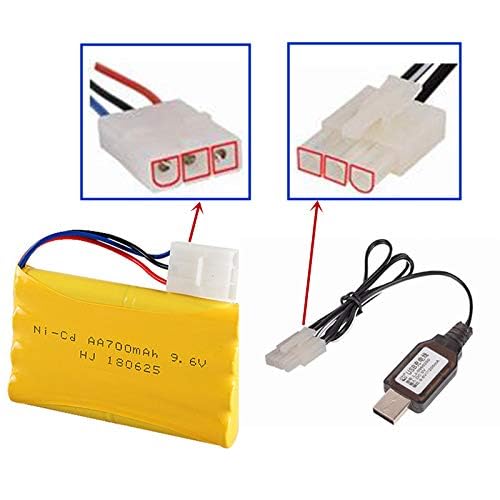 9.6V 700mAh NI-CD Battery with KET-3P Plug for RC Toy Like Robot car Remote Control Boat 9.6 Volt KET-3P with USB Charge Cable