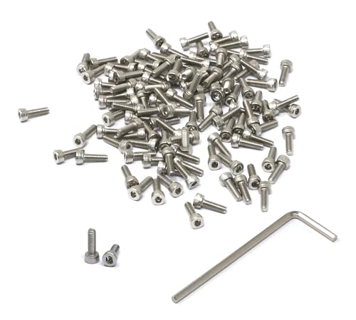 iexcell 100 Pcs M2.5 x 8mm Thread Pitch 0.45 mm Stainless Steel 304 Hex Socket Head Cap Screws Bolts Kit - size: M2.5 x 8mm