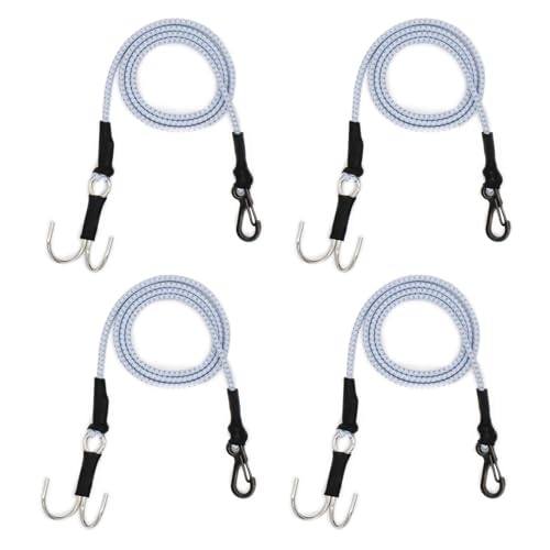 AMK 4Pcs 28in 1/10 Scale Elastic RC Crawler Tow Ropes with Hook Kinetic Winch Straps for Axial SCX10 Accessries TRX6 TRX4 Upgrades Gen7 Gen8 Tamiya D90 TF5 RC Car Boat (Blue) - color: Blue