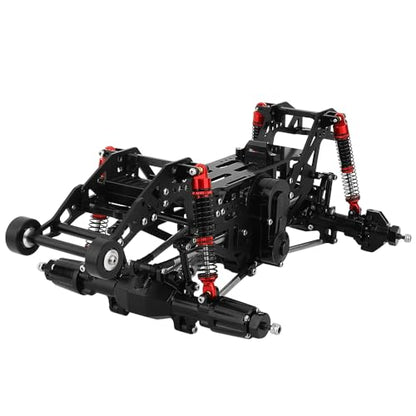 1:18 Metal Upgrade Chassis Frame with Axles Gearbox for RC LOSI Mini LMT 1/18 Digger Monster Truck Brushed RTR LOS01026 Metal Upgrade Parts (Black) - color: Black
