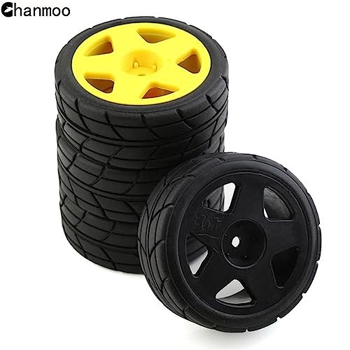 1/10 RC Racing Rally Tires 12mm Hex Wheels Rims and Rubber On Road Tyres for 1/10 RC On-Road Car HPI KYOSHO Tamiya XV01 XV02 TA06 TT01 TT02 PTG2 144001 A959 RC Rally Drift Car 4PCS(Black B) - color: Black B