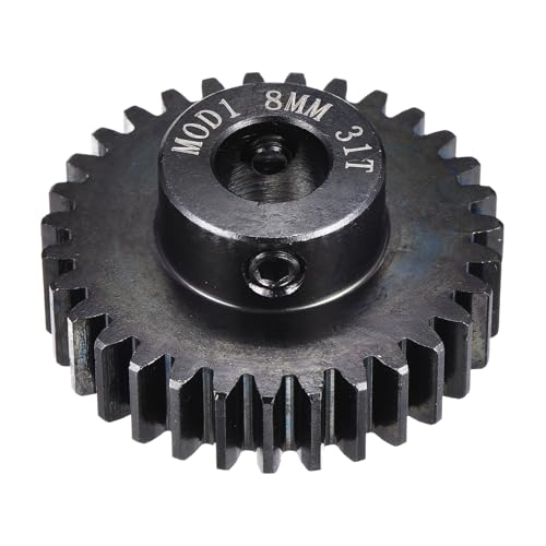 MECCANIXITY 1M 31T 40 Chrome Steel Motor Pinion Gears, 1.3" x 1.3" RC Motor Gears Fits 8mm Shaft Bore for RC Vehicles Truck Drift Remote Control Car Off-Road Crawler Parts, Black - style: 31T