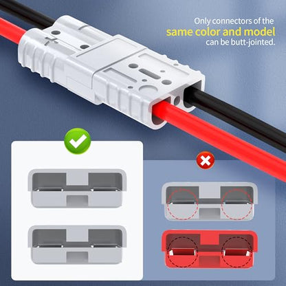 RVBOATPAT 2PCS 50A Plug Mounting Panel Battery Quick Connect/Disconnect Connector,6 to 12 Gauge Battery Cable Connector, Wire Harness Plug Kit for Car Winch Trailer - color: Gray 50A with Plug Mounting Panel