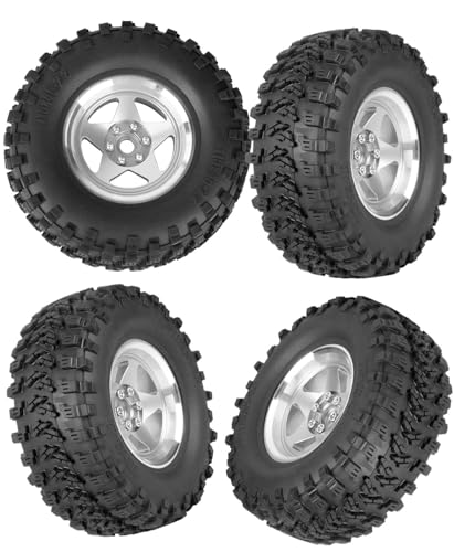 Rc 2.2 Wheel Rims Tires Wheels for 1/10 TRX4 TRX6 SCX10 SCX10 II SCX10 III 90046 D90 VS4-10 Gen8 MST CFX RC Crawler Car,Aluminum RC 2.2 Beadlock Wheel,Silver - color: Silver - (Rc 2.2in Wheel)