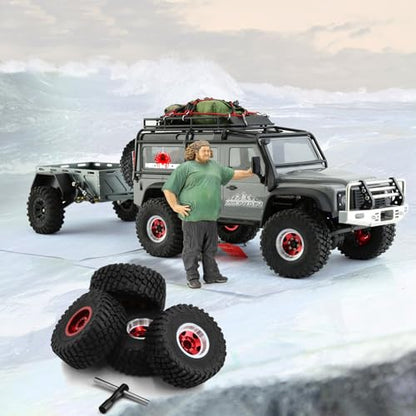 REDSPIDER 1.0 Beadlock Wheels and Tires（4pcs）， 1.0 Crawler Tires for 1：24 1:18 RC Scale Rock Crawler Car SCX24 FMS FCX24 TRX4M Axial AX24 90081 Gladiator Bronco C10 ﻿ (Red) - color: Red