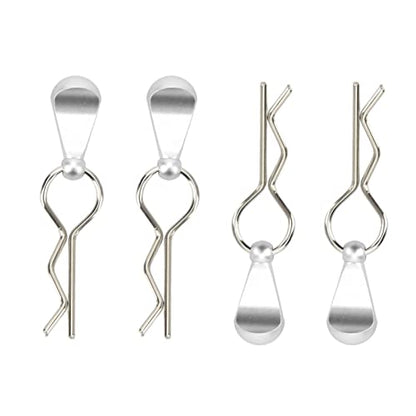 RC Car Body Clips Pull Tabs1/1 RC Body Clips Pins with Pull TabsBody with Tabs for 1/8 Car, /1RC Pins Tabs High Strength 4Pcs Great Durability (Silver) - color: Silver