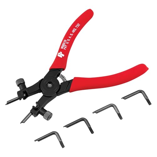 Performance Tool W88010 Adjustable Internal Snap Ring Pliers | Automotive retaining ring removal tool. Adjustable 0, 45, and 90 degree tips. Includes 3 pair of tapered tips - size: Adj. Internal Snap Ring Plier