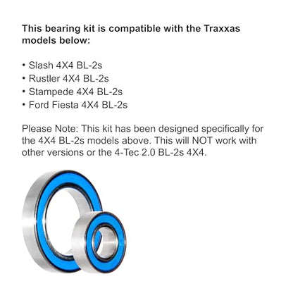 for Traxxas BL-2s 4WD - Slash, Rustler, Stampede, and Rally Bearings Kit (21 Pcs)