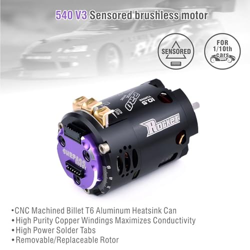 540 V3 13.5T 3200KV SPEC Sensored Brushless Motor Shaft ø3.175mm Adjustable Timing Competition Level RC Motor for 1/10 1/12 F1 RC Drift Touring Racing Car - size: 13.5T
