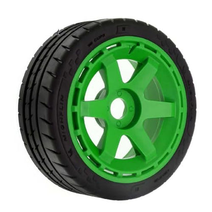 110mm OD 1/8 1/7 RC On Road Tires & Wheels 6-Spoke Rally Racing Wheels 17mm Hex for 1:8 1:7 Street Touring Drift Truck Car ARRMA Losi Kyosho VRX GT2 W10 Felony 6S BLX HPI WR8 4PCS (Green) - color: Green
