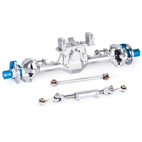 +9mm Aluminum Front Rear Straight Axle with Hydraulic Steering Link for 1/24 RC Crawler SCX24 Deadbolt C10 Jeep Gladiator Parts (Silver Set) - color: Silver Set