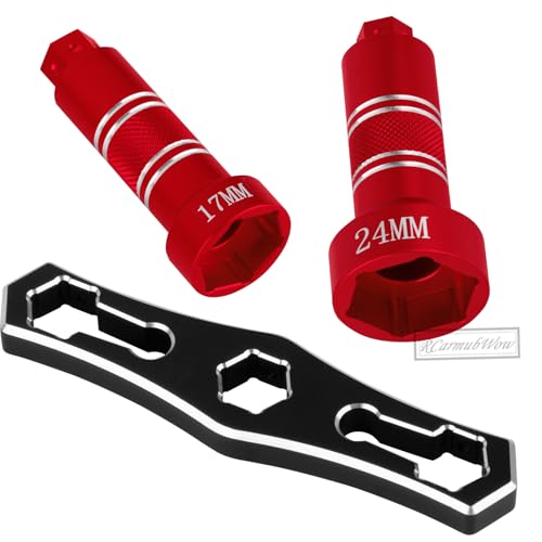 RC Interchangeable 17mm & 24mm Upgrades Part for 1/6 1/8 1/10 Scale RC Car Trucks Crawler Buggy,Spanner Repair Tool,Red - color: Red(1set)